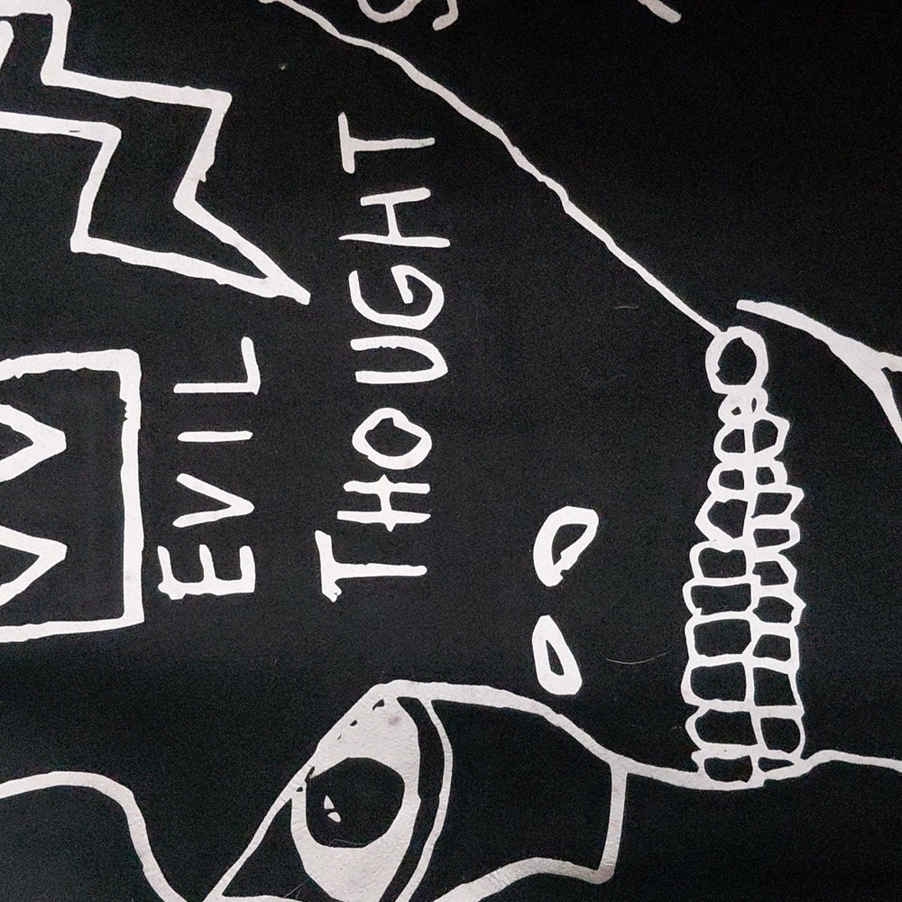 Rare Basquiat Black Wool Mid Coat With Signature And Artwork 23" Pit To Pit - Picture 11 of 16